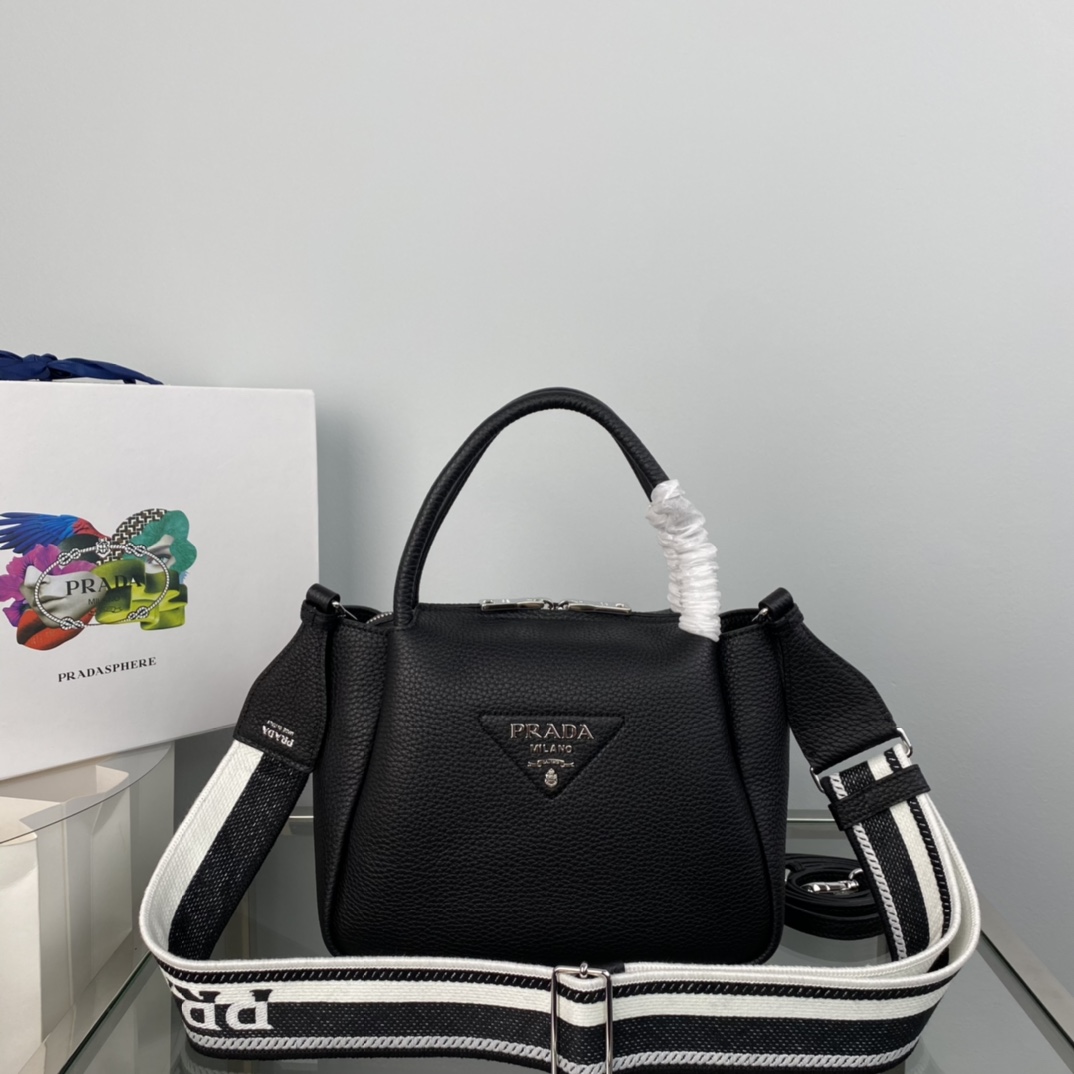 Prada Small Leather Shoulder Bag Handbag Black 1BC145